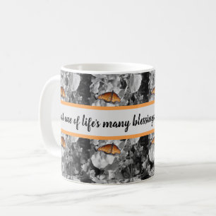 Life's Blessings Orange Monarch Butterfly Pattern Coffee Mug