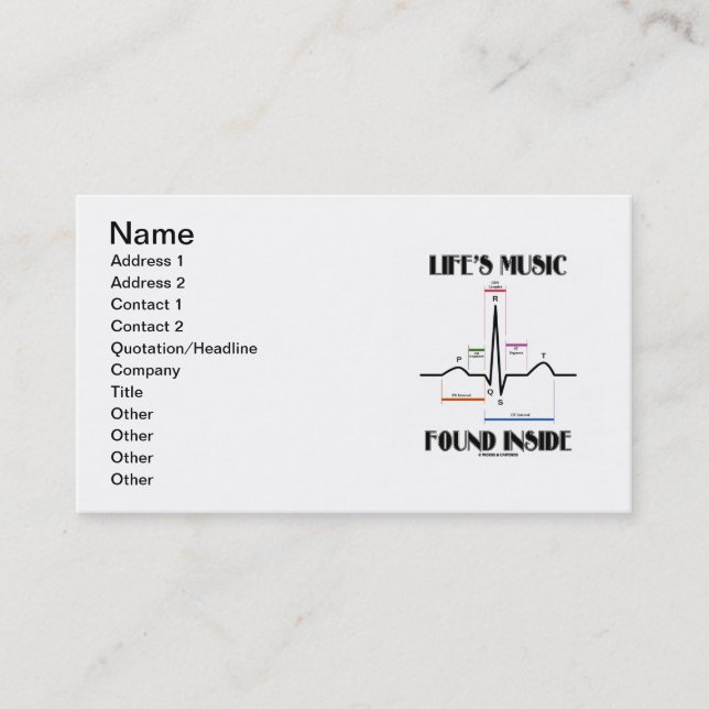 Life's Music Found Inside (ECG/EKG Heartbeat) Business Card (Front)