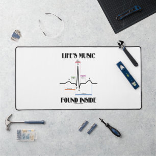 Life's Music Found Inside (ECG/EKG Heartbeat) Desk Mat