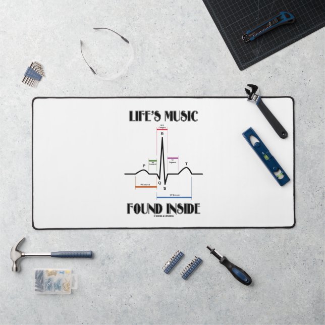 Life's Music Found Inside (ECG/EKG Heartbeat) Desk Mat (Workstation)