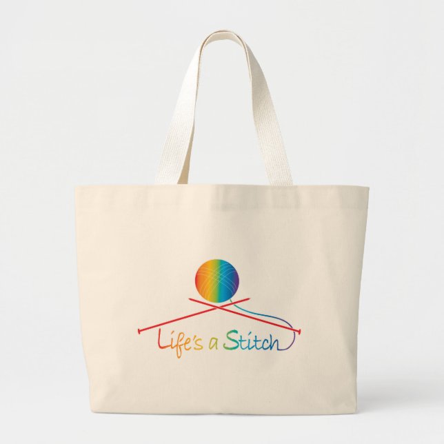 Lifes Stitch Large Tote Bag (Front)