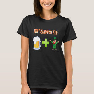 Life's Survival Kit Beer Plus Leprechauns Design T-Shirt