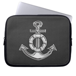 Lifesaver Anchor on Carbon Fibre Style Decor Laptop Sleeve
