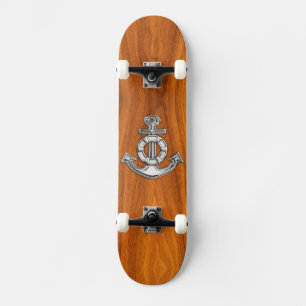 Lifesaver Chrome Anchor on Teak Veneer Styles Skateboard