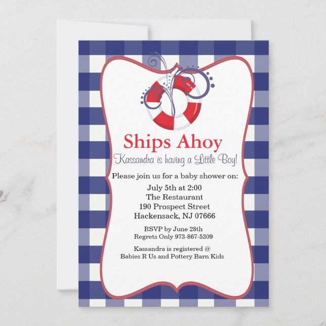 LifeSaver Nautical Baby Shower Invitation (Front)