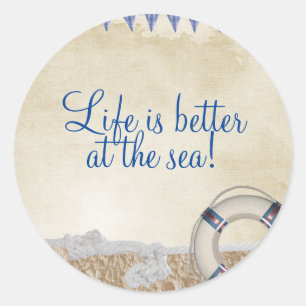 Lifesaver on the sand classic round sticker