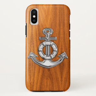 Lifesaver Steel Anchor on Teak Veneer Case-Mate iPhone Case
