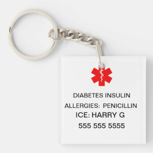 Lifesaving Medical Alert Emergency Details Key Ring