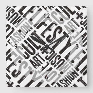 LIFESTYLE FASHION CULT - black Square Wall Clock