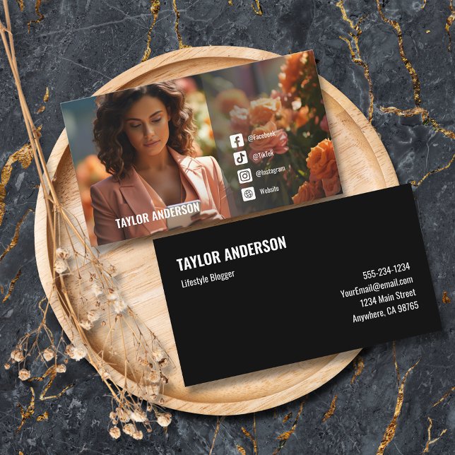 Lifestyle Social Media Influencer Photo Business Card (Creator Uploaded)