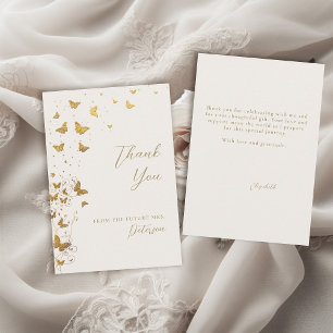Lifetime Butterflies Ivory Gold Chic Bridal Shower Thank You Card