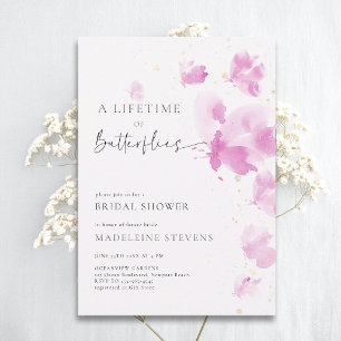 Lifetime Butterflies Romantic Pink Bridal Shower Invitation