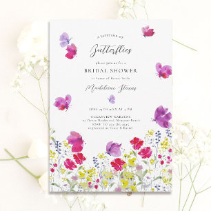 Lifetime Butterflies Wildflower Love Bridal Shower Invitation