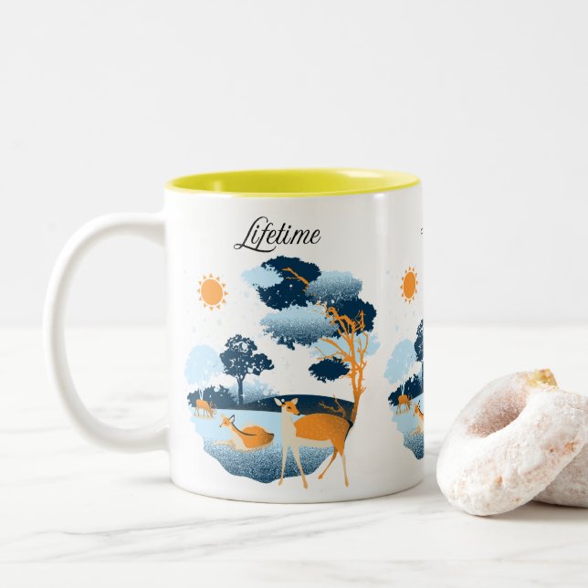 "Lifetime Deer Scenery Mug Design" (With Donut)