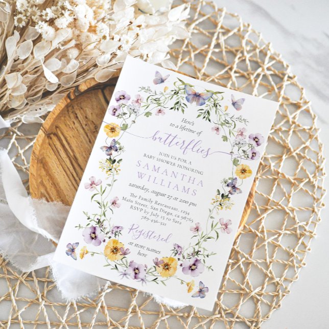 Lifetime of Butterflay Purple Floral Bridal Shower Invitation (Creator Uploaded)