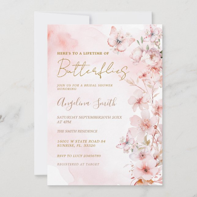 Lifetime of Butterflies Bridal Shower Invitation (Front)