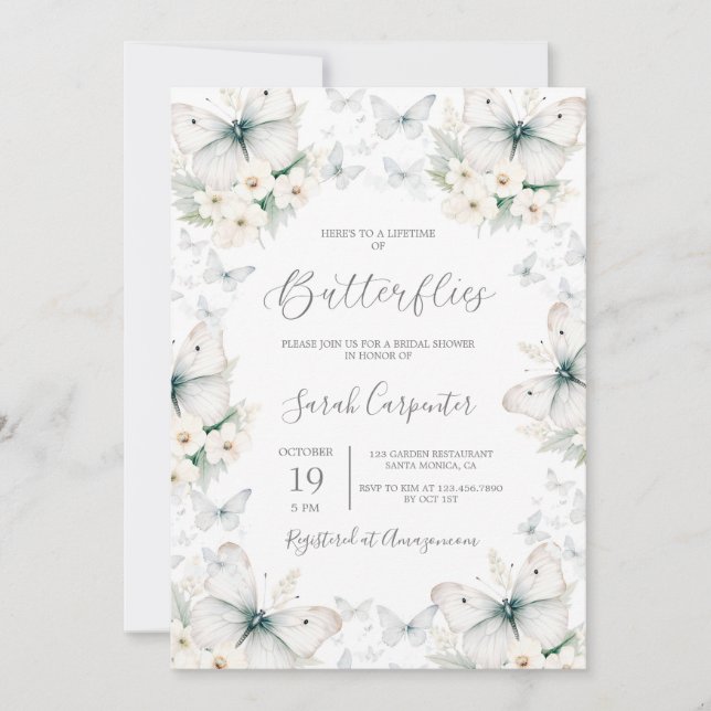 Lifetime of Butterflies Bridal Shower Invitation (Front)