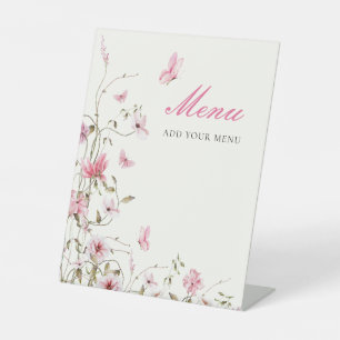 Lifetime of Butterflies Bridal Shower Menu Pedestal Sign