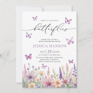 Lifetime of Butterflies Bridal Shower Wildflower Invitation
