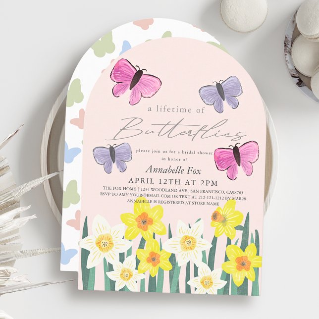 Lifetime of Butterflies Daffodils Bridal Shower Invitation (Creator Uploaded)