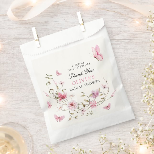 Lifetime of Butterflies Floral Bridal Shower Favour Bags (Clipped)