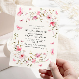 Lifetime of Butterflies Floral Bridal Shower  Invitation