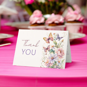 Lifetime of Butterflies floral bridal shower thank You Card