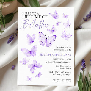 Lifetime of Butterflies Lavender Bridal Shower  Invitation