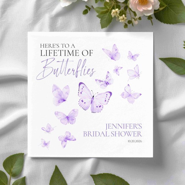 Lifetime Of Butterflies | Lavender Bridal Shower Napkin (Creator Uploaded)