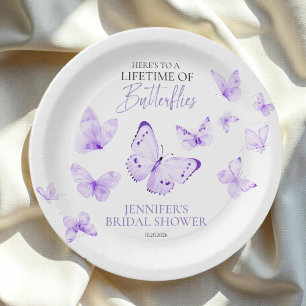 Lifetime of Butterflies Lavender Bridal Shower Paper Plate