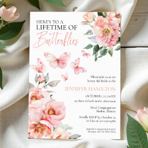 Lifetime of Butterflies Pink Blush Bridal Shower  Invitation