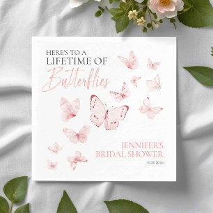 Lifetime Of Butterflies Pink Blush Bridal Shower Napkin