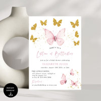 Lifetime of Butterflies Pink Gold Bridal Shower