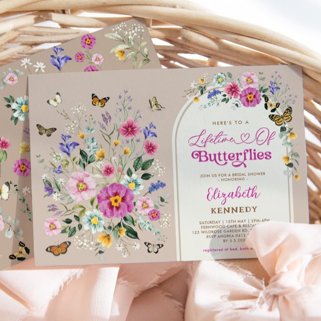 Lifetime of Butterflies Wildflower Bridal Shower Invitation (Creator Uploaded)