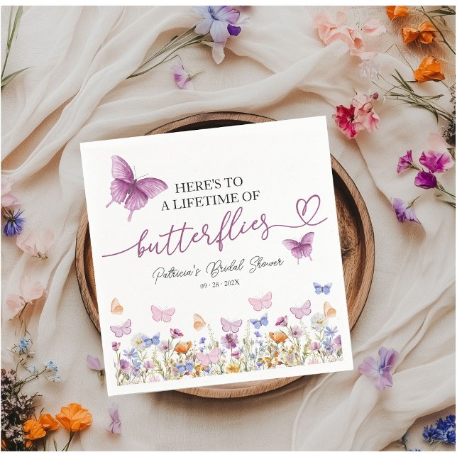 Lifetime of Butterflies Wildflower Bridal Shower  Napkin (Creator Uploaded)