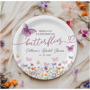 Lifetime of Butterflies Wildflower Bridal Shower  Paper Plate