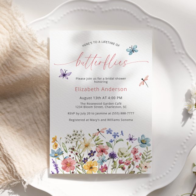 Lifetime of Butterflies Wildflowers Bridal Shower Invitation (Creator Uploaded)
