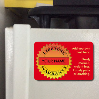 Lifetime Warranty Symbol Your Name Rect Magnet