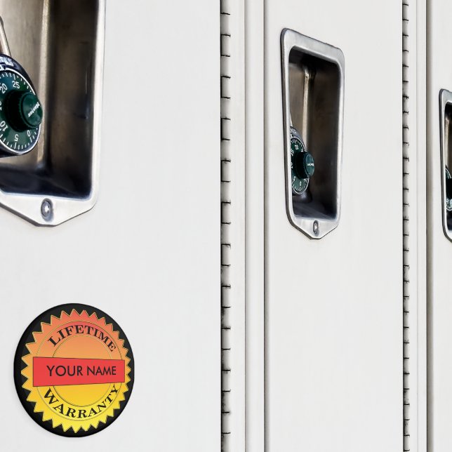 Lifetime Warranty Symbol Your Name Round Magnet (In Situ (Locker))