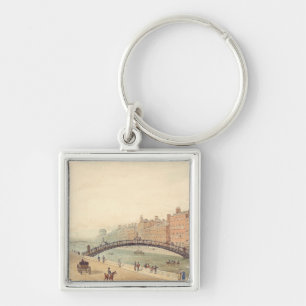 Liffey Bridge in Dublin by Samuel Frederick Brocas Key Ring