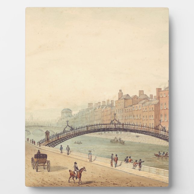 Liffey Bridge in Dublin by Samuel Frederick Brocas Plaque (Front)