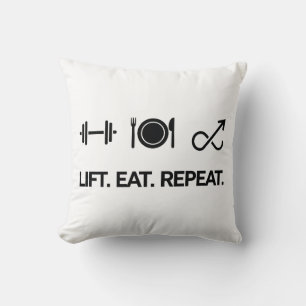 Lift. Eat. Repeat. - Motivational Fitness Design Cushion