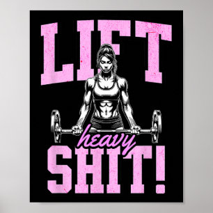 Lift Heavy 1 Funny Gym Workout Tee Powerlifting Hu Poster