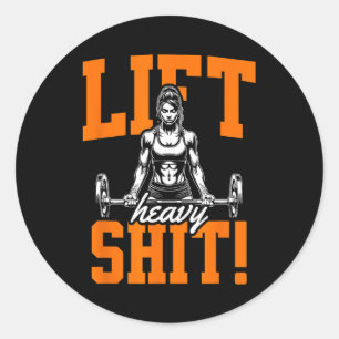 Lift Heavy Funny Gym Workout Tee Powerlifting Humo Classic Round Sticker