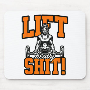 Lift Heavy Funny Gym Workout Tee Powerlifting Humo Mouse Pad