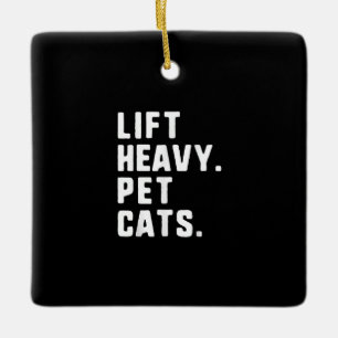 Lift Heavy Pet Cats Funny Gym Workout Lifting Gift Ceramic Ornament