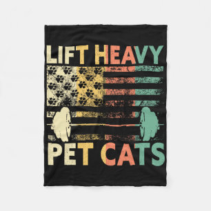 Lift Heavy Pet Cats Weightlifting Cat Owner Weight Fleece Blanket