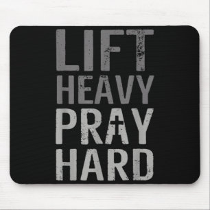 Lift Heavy Pray Hard Christian Gym Faith Mouse Pad