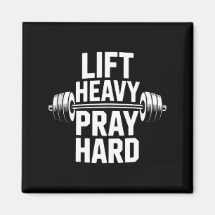 Lift Heavy Pray Hard Gym Christian Gift Jesus Fait Magnet