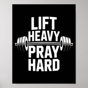 Lift Heavy Pray Hard Gym Christian Gift Jesus Fait Poster